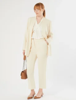 Pantaloni in stuoia di cotone - BIANCO AVORIO