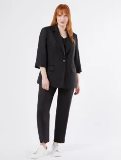 Pantaloni in tela di lino - NERO