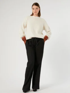 Pantaloni jogging in felpa denim - NERO