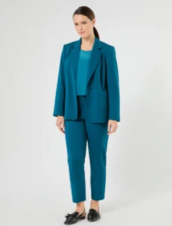 Pantaloni slim in cady stretch - PETROLIO
