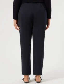 Pantaloni slim in tela di cotone - BLU NOTTE