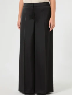 Pantaloni wide leg in raso - NERO