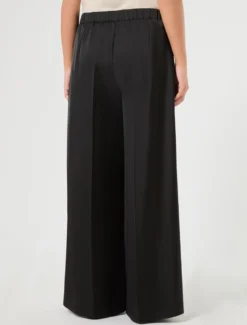 Pantaloni wide leg in raso - NERO