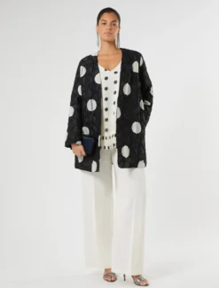 Spolverino jacquard a pois - BLU MARINO