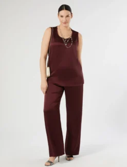 Top in crêpe envers satin - ROSSO VIOLA