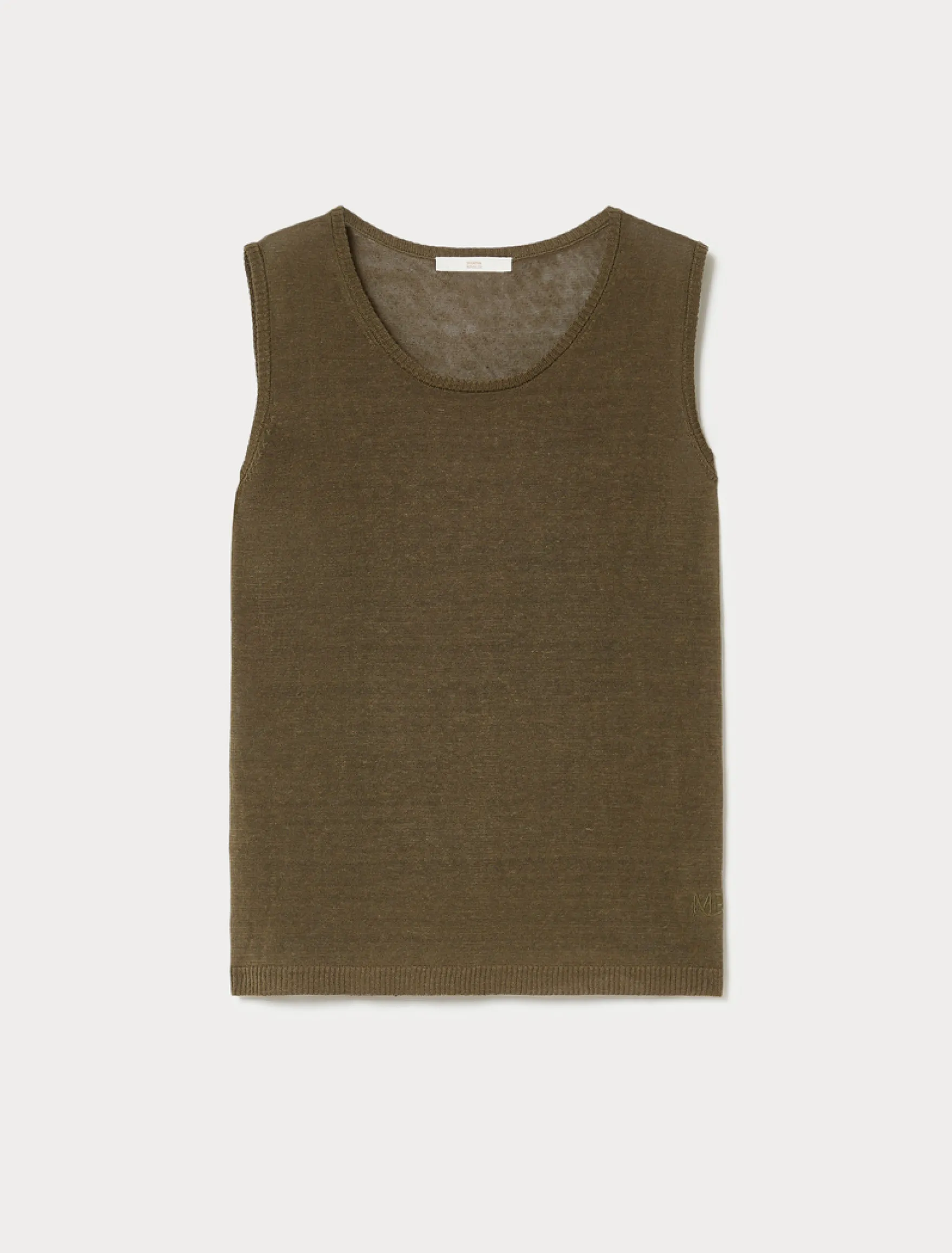 Top in misto lino - VERDE OLIVA