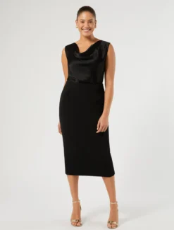 Top in satin - NERO