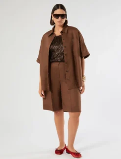 Top in tulle ricamato - CACAO