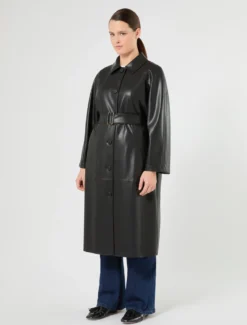 Trench in jersey spalmato - NERO