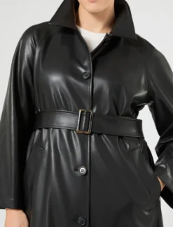 Trench in jersey spalmato - NERO
