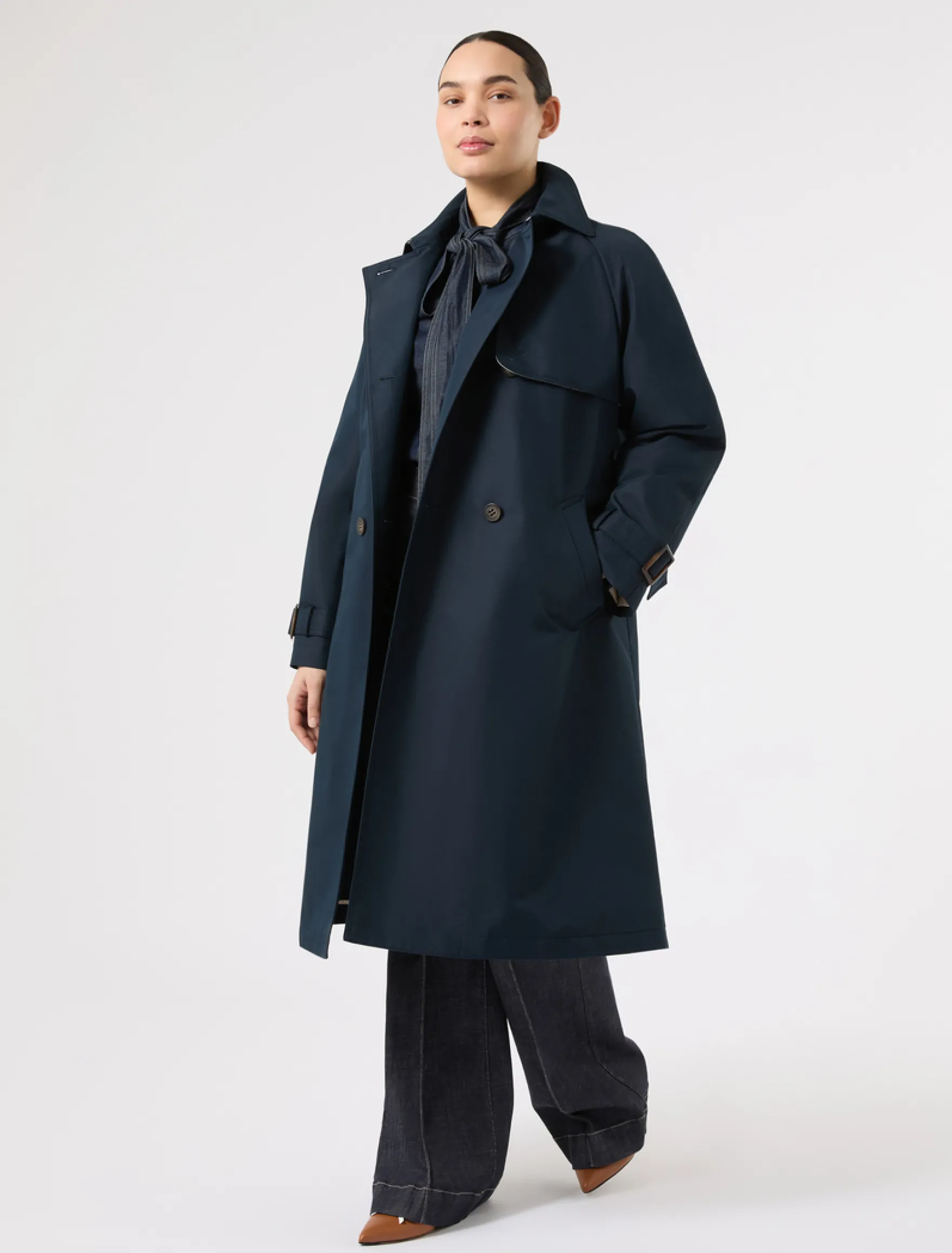 Trench in twill antigoccia - BLU MARINO