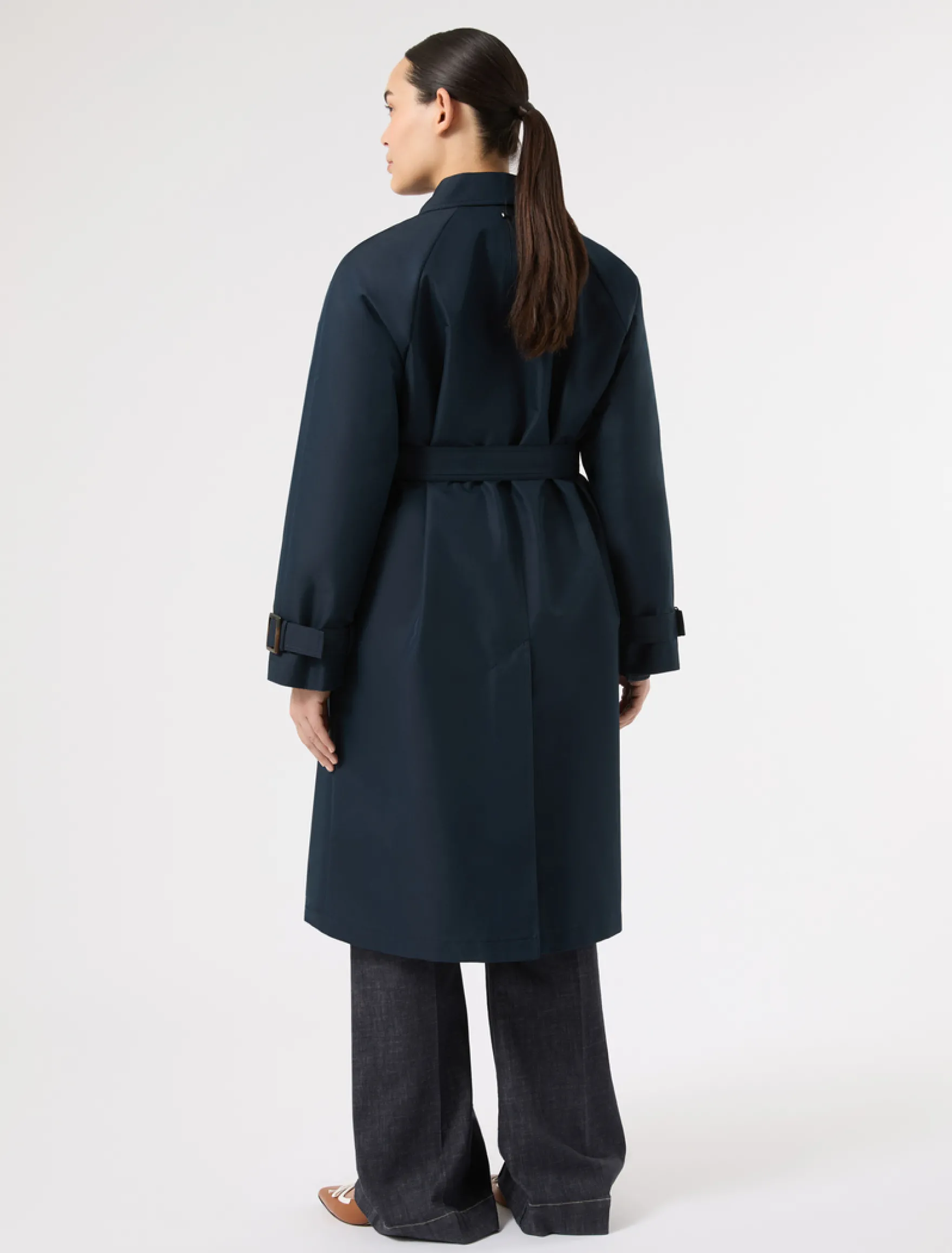 Trench in twill antigoccia - BLU MARINO