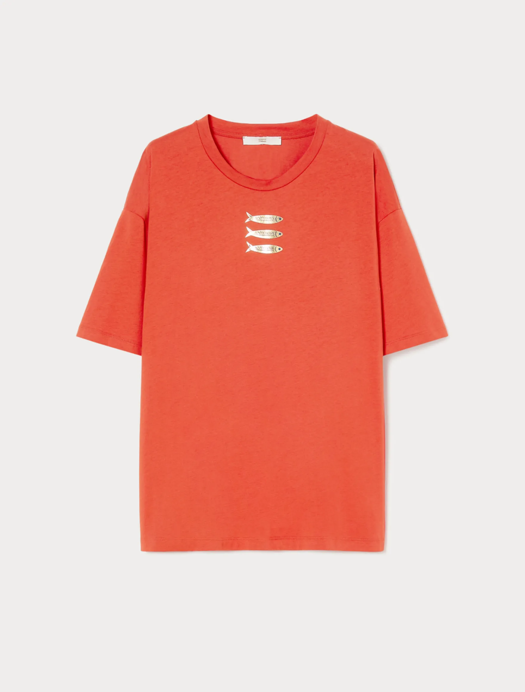 T-shirt in jersey con stampa pesci - CORALLO