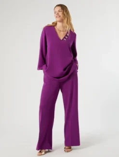 Tunica in cady con ricamo - FUXIA VIOLA